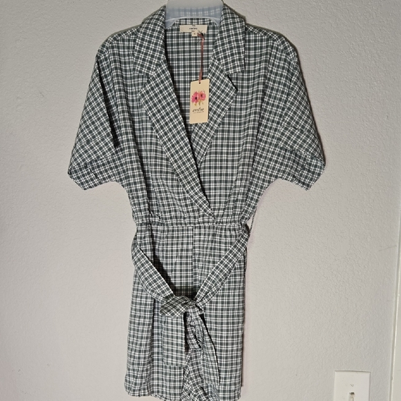 Entro Black and White Plaid Jumpsuit - Picture 3 of 5